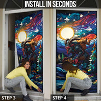 Stained Glass Krampus Door Cover Folklore Horror Art - Wonder Print Shop