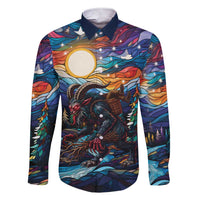 Stained Glass Krampus Family Matching Short Sleeve Bodycon Dress and Hawaiian Shirt Folklore Horror Art - Wonder Print Shop