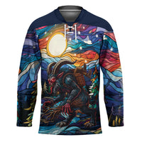 Stained Glass Krampus Hockey Jersey Folklore Horror Art - Wonder Print Shop