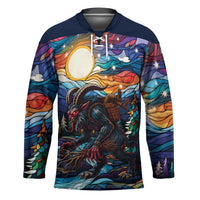 Stained Glass Krampus Hockey Jersey Folklore Horror Art - Wonder Print Shop