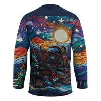 Stained Glass Krampus Hockey Jersey Folklore Horror Art - Wonder Print Shop