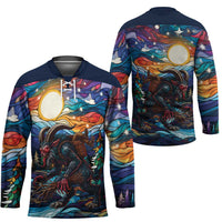 Stained Glass Krampus Hockey Jersey Folklore Horror Art - Wonder Print Shop