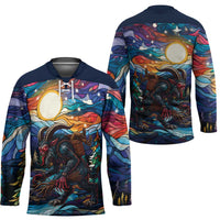Stained Glass Krampus Hockey Jersey Folklore Horror Art - Wonder Print Shop