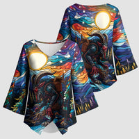 Stained Glass Krampus Kimono Sleeve Blouse Folklore Horror Art - Wonder Print Shop