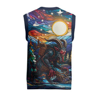 Stained Glass Krampus Christmas Knitted V-Neck Vest Folklore Horror Art - Wonder Print Shop