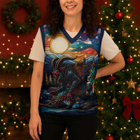 Stained Glass Krampus Christmas Knitted V-Neck Vest Folklore Horror Art - Wonder Print Shop