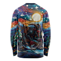 Stained Glass Krampus Long Sleeve Shirt Folklore Horror Art - Wonder Print Shop