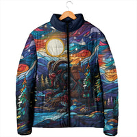 Stained Glass Krampus Padded Jacket Folklore Horror Art - Wonder Print Shop