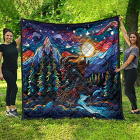 Stained Glass Krampus Quilt Folklore Horror Art - Wonder Print Shop