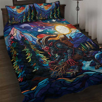 Stained Glass Krampus Quilt Bed Set Folklore Horror Art - Wonder Print Shop
