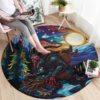 Stained Glass Krampus Round Carpet Folklore Horror Art - Wonder Print Shop