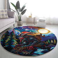 Stained Glass Krampus Round Carpet Folklore Horror Art - Wonder Print Shop