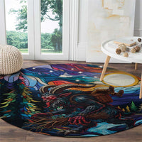 Stained Glass Krampus Round Carpet Folklore Horror Art - Wonder Print Shop
