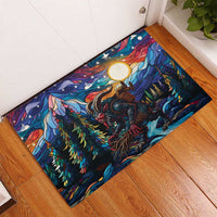 Stained Glass Krampus Rubber Doormat Folklore Horror Art - Wonder Print Shop