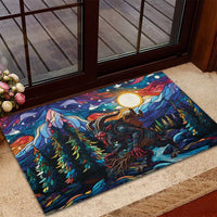 Stained Glass Krampus Rubber Doormat Folklore Horror Art - Wonder Print Shop