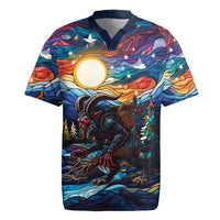 Stained Glass Krampus Rugby Jersey Folklore Horror Art - Wonder Print Shop