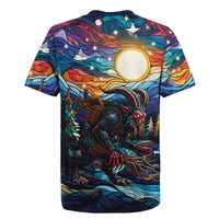 Stained Glass Krampus Rugby Jersey Folklore Horror Art - Wonder Print Shop