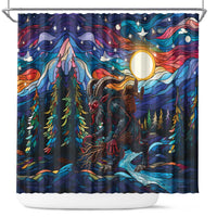 Stained Glass Krampus Shower Curtain Folklore Horror Art - Wonder Print Shop
