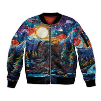 Stained Glass Krampus Sleeve Zip Bomber Jacket Folklore Horror Art - Wonder Print Shop
