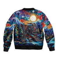 Stained Glass Krampus Sleeve Zip Bomber Jacket Folklore Horror Art - Wonder Print Shop