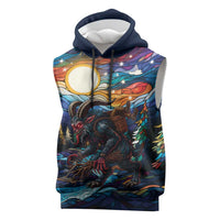 Stained Glass Krampus Sleeveless Hoodie Folklore Horror Art - Wonder Print Shop