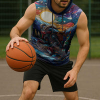 Stained Glass Krampus Sleeveless Hoodie Folklore Horror Art - Wonder Print Shop