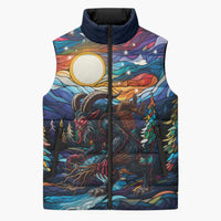 Stained Glass Krampus Sleeveless Puffer Jacket Folklore Horror Art - Wonder Print Shop