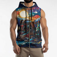 Stained Glass Krampus Sleeveless Zip Hoodie Folklore Horror Art - Wonder Print Shop