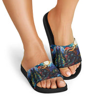 Stained Glass Krampus Slide Sandals Folklore Horror Art - Wonder Print Shop