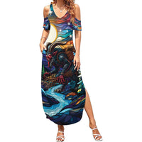 Stained Glass Krampus Summer Maxi Dress Folklore Horror Art - Wonder Print Shop