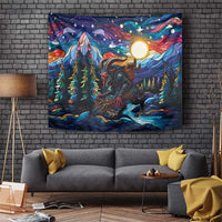 Stained Glass Krampus Tapestry Folklore Horror Art - Wonder Print Shop