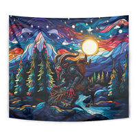 Stained Glass Krampus Tapestry Folklore Horror Art - Wonder Print Shop