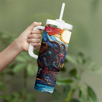 Stained Glass Krampus Tumbler With Handle Folklore Horror Art - Wonder Print Shop