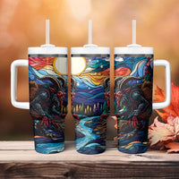 Stained Glass Krampus Tumbler With Handle Folklore Horror Art - Wonder Print Shop