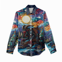 Stained Glass Krampus Women Casual Shirt Folklore Horror Art - Wonder Print Shop