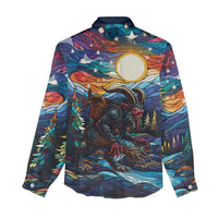 Stained Glass Krampus Women Casual Shirt Folklore Horror Art - Wonder Print Shop