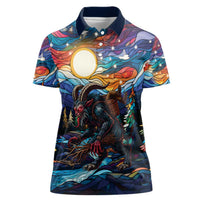 Stained Glass Krampus Women Polo Shirt Folklore Horror Art - Wonder Print Shop