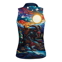 Stained Glass Krampus Women Sleeveless Polo Shirt Folklore Horror Art - Wonder Print Shop
