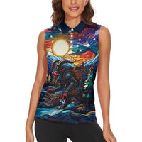 Stained Glass Krampus Women Sleeveless Polo Shirt Folklore Horror Art - Wonder Print Shop