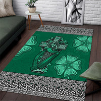 Irish Celtic Cross and Harp with Ireland Shamrock Personalized Area Rug LT9 - Wonder Print Shop