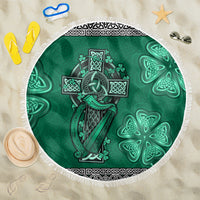 Irish Celtic Cross and Harp with Ireland Shamrock Personalized Beach Blanket LT9 - Wonder Print Shop