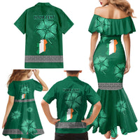 Irish Celtic Cross and Harp with Ireland Shamrock Personalized Family Matching Mermaid Dress and Hawaiian Shirt LT9 - Wonder Print Shop