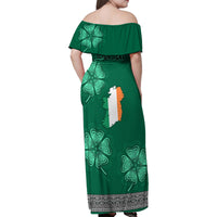 Irish Celtic Cross and Harp with Ireland Shamrock Personalized Family Matching Off Shoulder Maxi Dress and Hawaiian Shirt LT9 - Wonder Print Shop