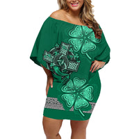 Irish Celtic Cross and Harp with Ireland Shamrock Personalized Family Matching Off Shoulder Short Dress and Hawaiian Shirt LT9 - Wonder Print Shop