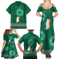 Irish Celtic Cross and Harp with Ireland Shamrock Personalized Family Matching Summer Maxi Dress and Hawaiian Shirt - Wonder Print Shop