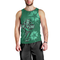 Irish Celtic Cross and Harp with Ireland Shamrock Personalized Men Tank Top - Wonder Print Shop