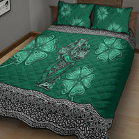Irish Celtic Cross and Harp with Ireland Shamrock Personalized Quilt Bed Set - Wonder Print Shop
