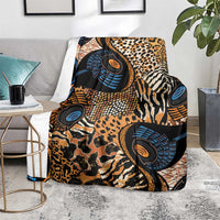 African Ankara Motifs Mixed Animal Skins Blanket
