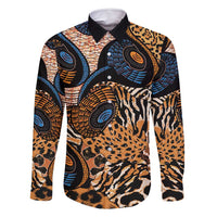 African Ankara Motifs Mixed Animal Skins Family Matching Long Sleeve Bodycon Dress and Hawaiian Shirt LT9 - Wonder Print Shop