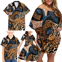 African Ankara Motifs Mixed Animal Skins Family Matching Off Shoulder Short Dress and Hawaiian Shirt LT9 - Wonder Print Shop